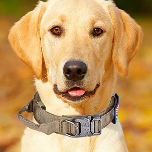 Airgood Tactical Dog Collar K9 kućni ljubimci Psi s američkim američkim zastavama zakrpa - Vojni ovratnik podesivi najlon