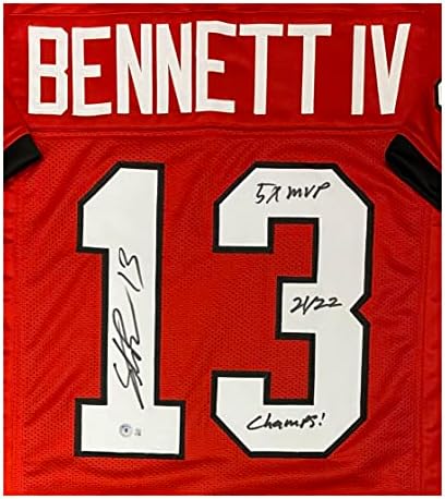Stetson Bennett Autografirao Georgia Custom White Jersey National Champs natpis s Beckettom CoA
