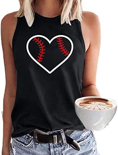 LCEPCY ženski ležerni bejzbol tenkovi Top Slatki srčani print za vježbanje grafički tee casual ljetni prsluk bez rukava vrh