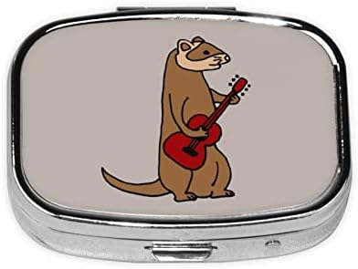 Smiješna ferret koja svira gitarsku kvadratnu mini tabletu s ogledalom s prijenosnim prijenosnim predjelima kutija za tablete