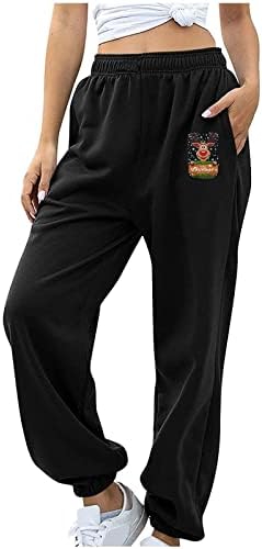 Iius božićne trenirke s visokim strukom za žene cinch dno joggers s džepovima atletski joggers hlače u hlačama