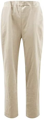 Pamučne lanene hlače ženske ljetne Ležerne hlače s džepovima, labave, na vezicama, jednobojne, rastezljive, udobne hlače