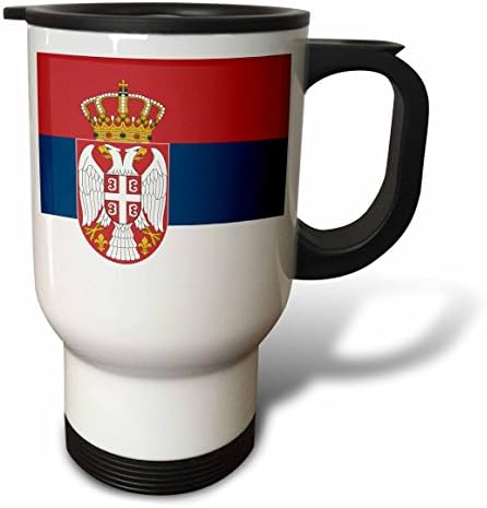 3Drose Zastava Srbije crveno plave bijele trake Trobojka Stripes Orao Orao od nehrđajućeg čelika Putnička šalica, 14 oz,