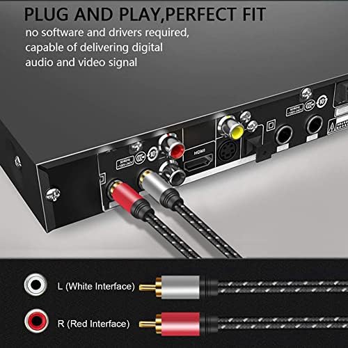 AUX RCA kabel 15 ft, 3,5 mm do 2-muškog RCA audio pomoćnog adaptera Stereo splitter kabel s dvostrukim oklopljenim zlatnim