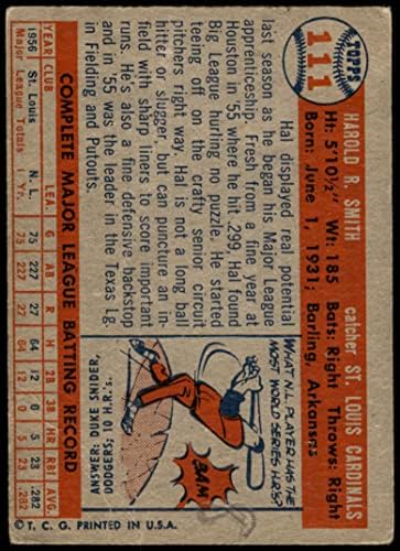 1957. Topps 111 Hal R. Smith St. Louis Cardinals Fair Cardinals
