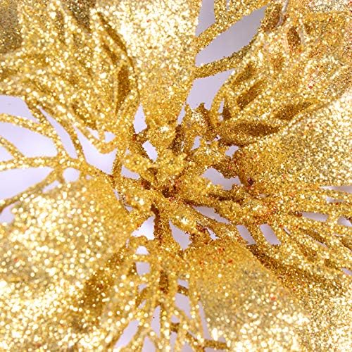 Healifty Zlatno božićno drvce ukrasni cvjetni sjaj simulirajte ukrase cvijeća udubljeni osjetljivo cvijeće