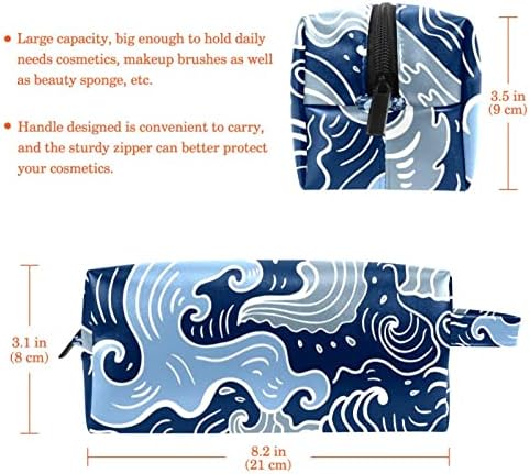 Toaletna torba za torba za torba, vodootporna šminka kozmetička vrećica organizator za pribor, mornarsko plavi morski valovi