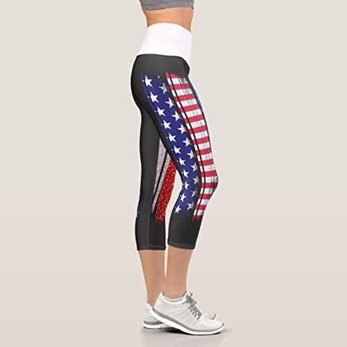 Tuga za žene Američka zastava neprozirna višanja visokog struka, trening neovisnosti trčanja joge mršave gamaše