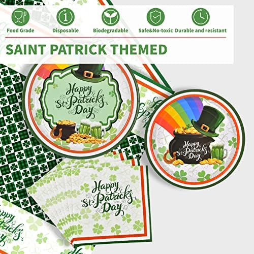 St. Patrick's Day Party Opsling za 50 gostiju- Green Shamrocks 9 Ploče, 7 tanjura, salvete za ručak, 54 x108 naslovnica za