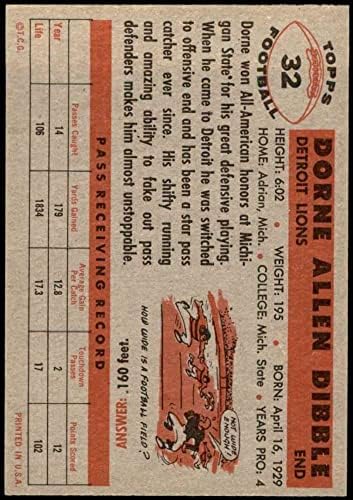 1956. Topps 32 Dorne Dibble Detroit Lions NM Lions Michigan St.