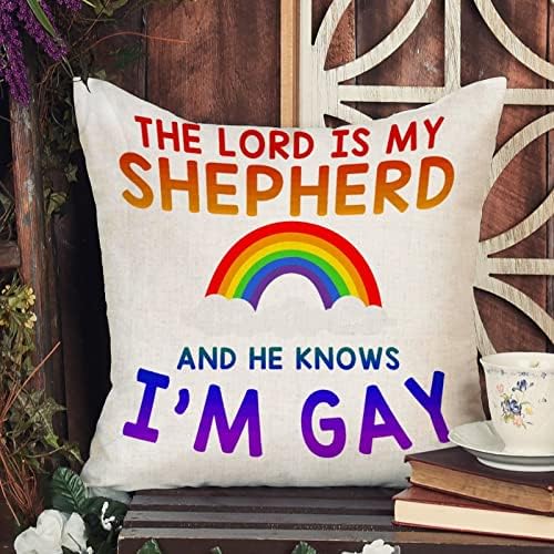 Lezbijski gay ponos Panseksualni transrodni jastuk za bacanje jastuka, Gospodin je moj pastir i on zna da sam gay jastučni