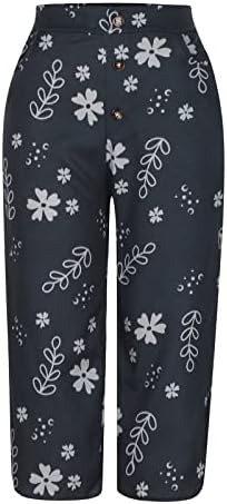 CHGBMOK Ženske lanene hlače Palazzo hlače s visokim strukom s džepovima široka noga ležerne labave hlače obrezane dnevne